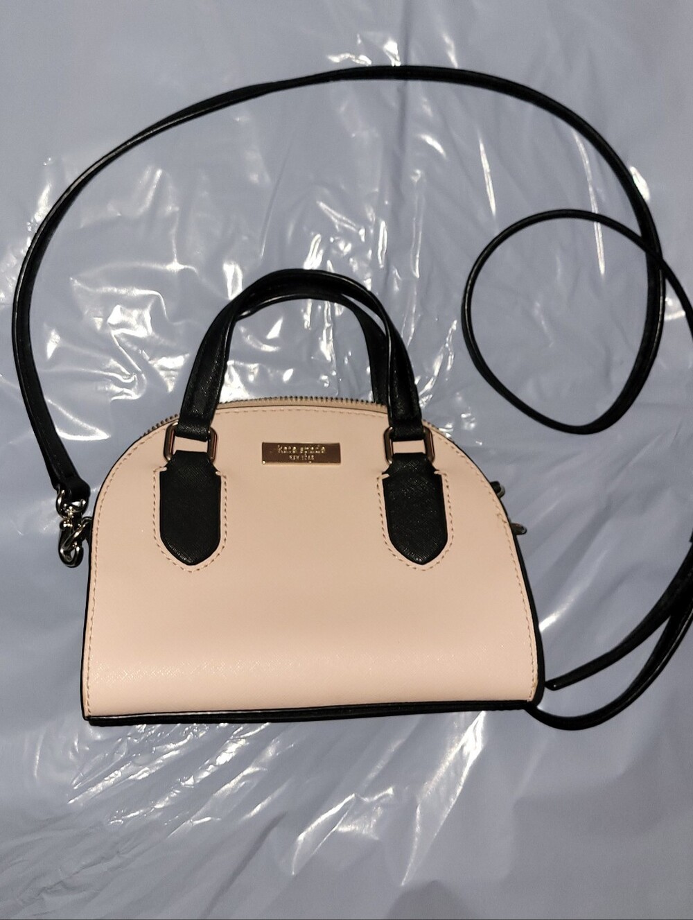 Kate Spade Pink Mini Reilly Warm Vellum Black Crossbody Bag